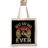 Best Cat Dad Ever Cat Dad Father Vintage Gift Bez Çanta Uzun Saplı - Açık Bej - 40 X 40