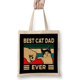 Best Cat Dad Ever Funny Cat Dad Father Vintage Gift 01 Bez Çanta Uzun Saplı - Açık Bej - 40 X 40