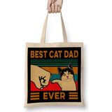 Best Cat Dad Ever Funny Cat Daddy Father Day Vintage 07 Bez Çanta Uzun Saplı - Açık Bej - 40 X 40