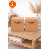 BEST CONCEPT 2 Adet - Dolap İçi Çamaşır Oyuncak Düzenleyici Katlanır Kapaklı Saklama Kutusu 30x30x30cm - Jüt