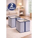 BEST CONCEPT 2 Adet Lacivert Çizgili Dolap İçi Çamaşır Oyuncak Düzenleyici Katlanır Saklama Kutusu 30x30x30 cm
