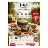 BEST CONCEPT 22 Parça Piknik Seti 4 Kişilik ve Taşınabilir Kamp & Piknik Sofra Seti (Ekose Masa Örtüsü Hediyeli)