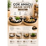 BEST CONCEPT 2'li Naturel Kulplu Zikzak Sepet Eşya Depolama Mutfak Çocuk Odası Banyo Dekoratif Sepet 20x7 cm