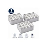 BEST CONCEPT 3 Adet-12 Bölmeli Gri Puantiyeli Organizer (Çorap-İç Çamaşırı-Takı) Çekmece Düzenleyici 30x23x12 cm