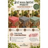 BEST CONCEPT 3'lü Ekose Sofra Örtüsü Bezi Piknik Örtüsü Çok Amaçlı Örtü 140x140 cm