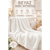 BEST CONCEPT Beyaz Wellsoft Bebek Battaniyesi Kundak Puset Çift Taraflı Yumuşak Dokulu Yıkanabilir 90x110 cm 220 gr/m²