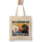 Best Dachshund Dad Ever Shirt Vintage Father Day Köpek Bez Çanta Uzun Saplı - Açık Bej - 40 X 40