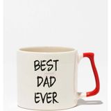 Best Dad Ever Babalar Günü Doğum Günü Baba Hediye Baskılı Kırmızı Kulplu Modern Seramik Kupa