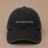 Best Dad In World Nakışlı Eskitme Yıkamalı Şapka Babalar Günü Özel Hediye - Standart - Siyah