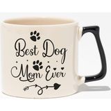 Best Dog Mom Ever No:2 Baskılı Anneler Günü Hediyelik Siyah Kulplu Modern Seramik Kupa