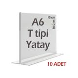 Best Ekran A6 T-Tipi Yatay Şeffaf Pleksi Mika Föylük Menü Broşürlük Etiketlik (10 Adet)