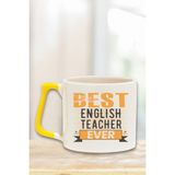 Best English Teacher Ever Baskılı Ingilizce Öğretmeni Doğum Günü Hediye Sarı Kulplu Kupa Bardak