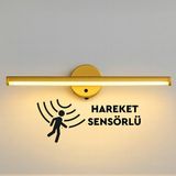 Best Hediye Beyaz Sensörlü Yapışkanlı Kablosuz Pilli Gün Işığı LED Aplik - Gold