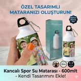 Best Hediye Kancalı Beyaz Su Matarası - 600 Mlt-Baskı Dahil