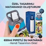 Best Hediye Pipetli Su Matarası - 650MLT - Mavi
