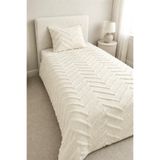 best house decor Bohem Tek Kişilik Şönil Pike Kabartmalı Modern Desen Yazlık Pike Takımı 175x240 Ekru