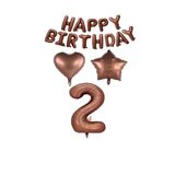 Best Kahverengi Renk Happy Bırthday Rakam Kalp Yıldız Folyo Balon Seti Yaş 2