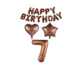Best Kahverengi Renk Happy Bırthday Rakam Kalp Yıldız Folyo Balon Seti Yaş 7