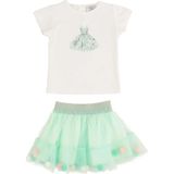 Best Kids Kız Bebek Bluz-Etek Takım - Ekru - Mint - 1 - 1,5 Yaş