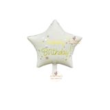 Best Krem Renk Happy Bırthday Yazılı Yıldız Folyo Balon