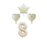 Best Krem Renk Rakam Happy Bırthday Yazılı Yıldız ve Kalpli Folyo Balon Seti Yaş 8