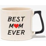Best Mom Ever Anneler Günü Baskılı Siyah Kulplu Modern Seramik Kupa