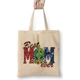 Best Mom Ever Gifts Anneler Günü Bez Çanta Uzun Saplı - Açık Bej - 40 X 40