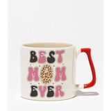 Best Mom Ever No:2 Baskılı Anneler Günü Hediyelik Kırmızı Kulplu Modern Seramik Kupa