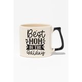 Best Mom In The Galaxy Baskılı Anneler Günü Hediyelik Siyah Kulplu Modern Seramik Kupa, QBLK5012-SY