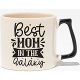 Best Mom In The Galaxy Baskılı Anneler Günü Hediyelik Siyah Kulplu Modern Seramik Kupa