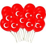 Best Parti 30 Adet Türk Bayraklı Kırmızı Baskılı Balon 23 Nisan - 29 Ekim Süslemesi