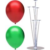 Best Parti 7 Çubuklu Balon Standı + 100 Adet Balon ( Kırmızı, Koyu Yeşil )