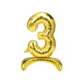 BEST PARTİ DOĞUM GÜNÜ PARTİ SÜSLERİ 3 Yaş Gold Renkli Ayaklı Folyo Balon Rakam 32 Inç 80 Cm