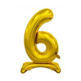BEST PARTİ DOĞUM GÜNÜ PARTİ SÜSLERİ 6 Gold Renk Ayaklı Rakam Folyo Balon 76 cm