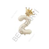 BEST PARTİ DOĞUM GÜNÜ PARTİ SÜSLERİ Bej Rakam ve Kral Tacı Folyo Balon Seti Yaş 2