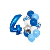 BEST PARTİ DOĞUM GÜNÜ PARTİ SÜSLERİ Mavi Rakam Balon Pullu Şeffaf Balon Seti Yaş 4