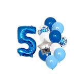BEST PARTİ DOĞUM GÜNÜ PARTİ SÜSLERİ Mavi Rakam Balon Pullu Şeffaf Balon Seti Yaş 5