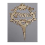 BEST PARTİ DOĞUM GÜNÜ PARTİ SÜSLERİ Prens Yazılı Desenli Pleksi Pasta Süsü Gold Renk