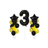 BEST PARTİ DOĞUM GÜNÜ PARTİ SÜSLERİ Sarı Gold Folyo Balon Rakam Set Dogum Günü Süsü 3 Yaş