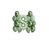 BEST PARTİ DOĞUM GÜNÜ PARTİ SÜSLERİ Su Yeşili Rakam ve Balon Seti Yaş 8