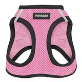 Best Pet Supplies Voyager Step-in-Air kedi koşum takımı, küçük ve orta büyüklükteki kediler için her türlü hava koşuluna uygun file dokuma, tabak takımı (pembe/siyah kenar), XXXS (göğüs çevresi: 24,1