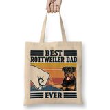 Best Rottweiler Dad Ever Shirt Vintage Father Day Köpek Bez Çanta Uzun Saplı - Açık Bej - 40 X 40