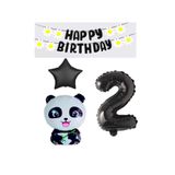 Best Siyah Banner Yıldız Rakam Panda Doğum Günü Parti Seti Yaş 2