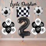 Best Siyah-Beyaz Futbol TaraftarTemalı Doğum Günü Parti Seti Yaş-2