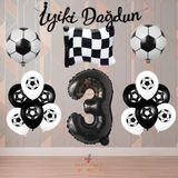 Best Siyah-Beyaz Futbol TaraftarTemalı Doğum Günü Parti Seti Yaş-3