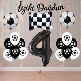 Best Siyah-Beyaz Futbol TaraftarTemalı Doğum Günü Parti Seti Yaş-4