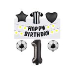 Best Siyah Beyaz Taraftar Folyo Balon ve Eva Banner Seti Yaş 1