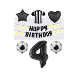 Best Siyah Beyaz Taraftar Folyo Balon ve Eva Banner Seti Yaş 4
