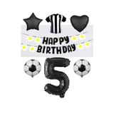 Best Siyah Beyaz Taraftar Folyo Balon ve Eva Banner Seti Yaş 5