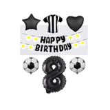 Best Siyah Beyaz Taraftar Folyo Balon ve Eva Banner Seti Yaş 8